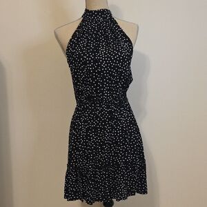 Shein Black and White Polka Dot Halter Dress Size S